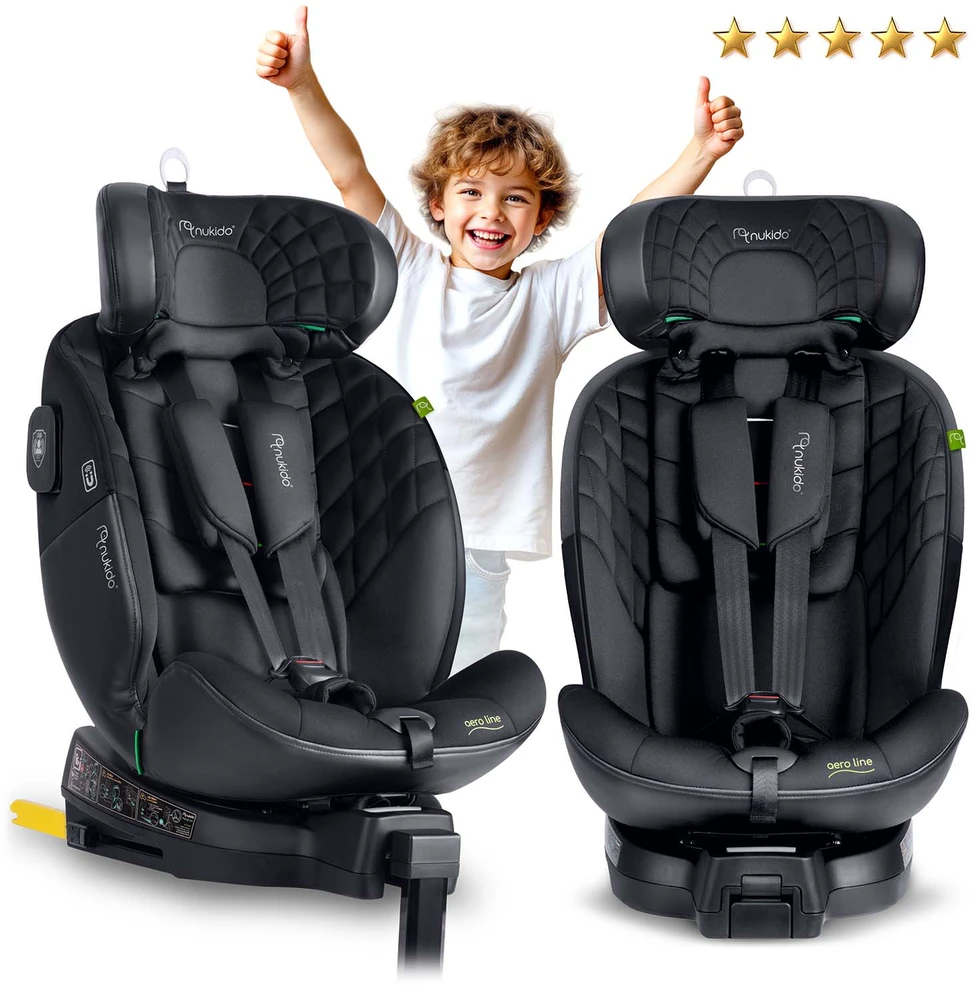 Nukido Aero Line autokėdutė juoda 0-36kg ISOFIX