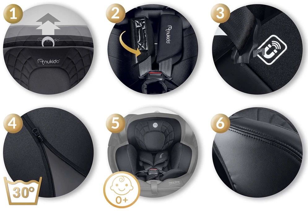 Nukido Aero Line autokėdutė juoda 0-36kg ISOFIX