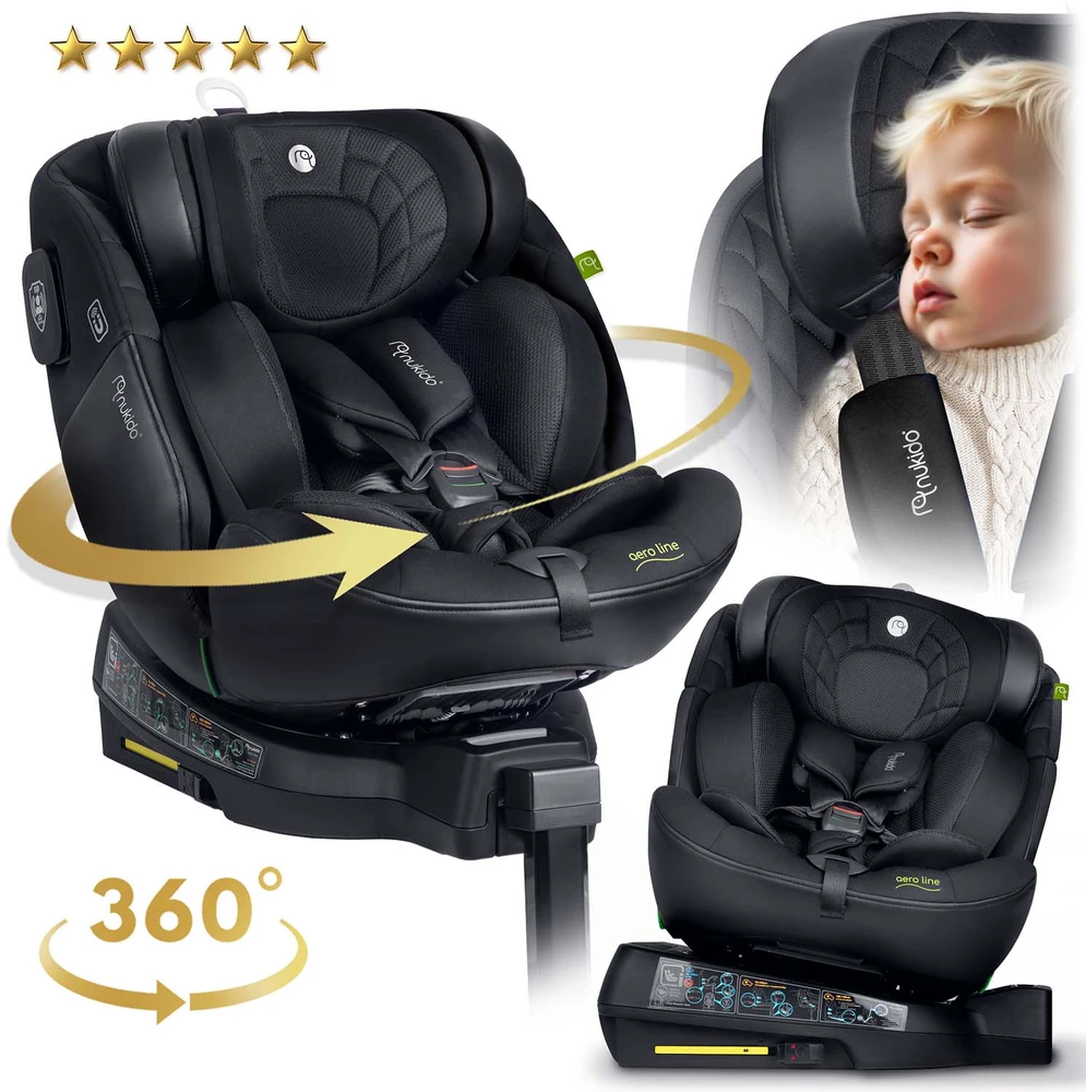 Nukido Aero Line autokėdutė juoda 0-36kg ISOFIX