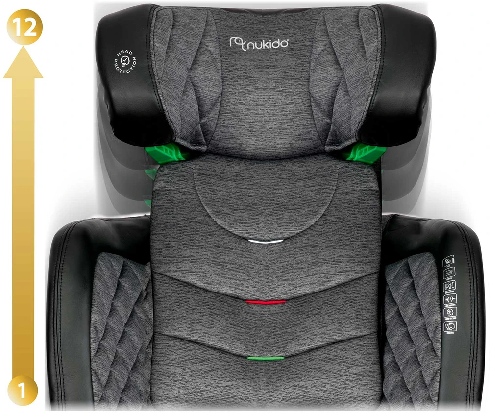 Automobilinė kėdutė Nukido Louis juoda ir pilka 15-36 kg ISOFIX