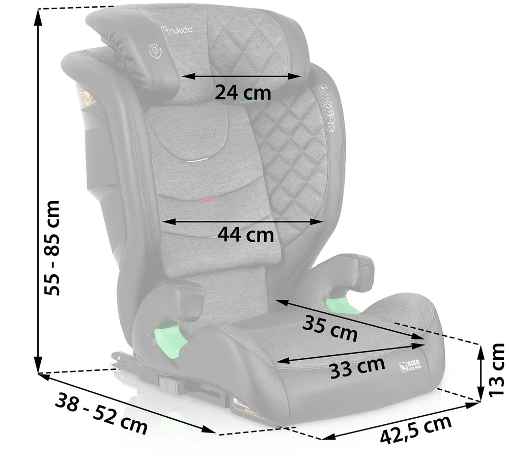 Automobilinė kėdutė Nukido Louis juoda ir pilka 15-36 kg ISOFIX