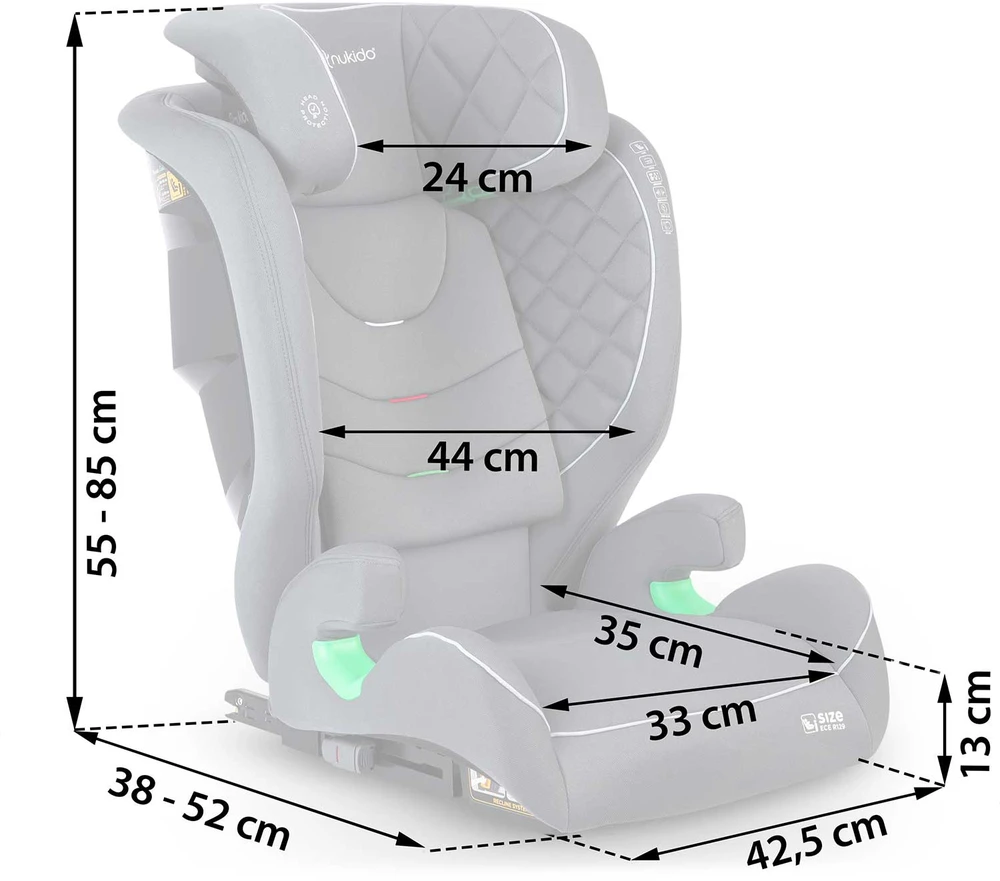 Automobilinė kėdutė Nukido Louis pilka 15-36 kg ISOFIX