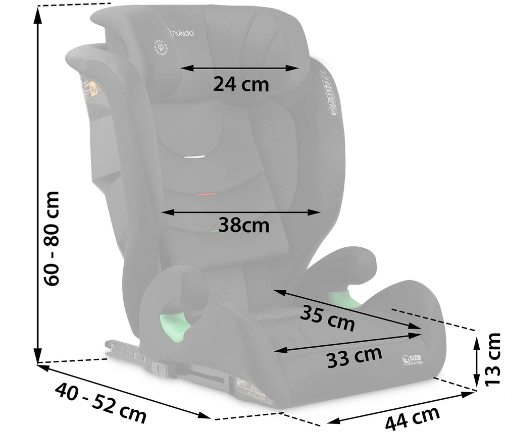 Automobilinė kėdutė Nukido Louis Soft juoda 15-36 kg ISOFIX