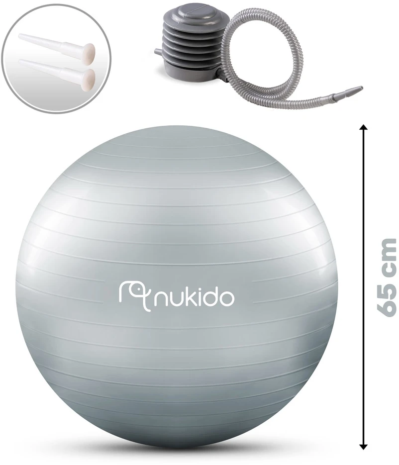 Nukido Nėščiųjų aerobikos kamuolys 65 cm NS-951 pilkas