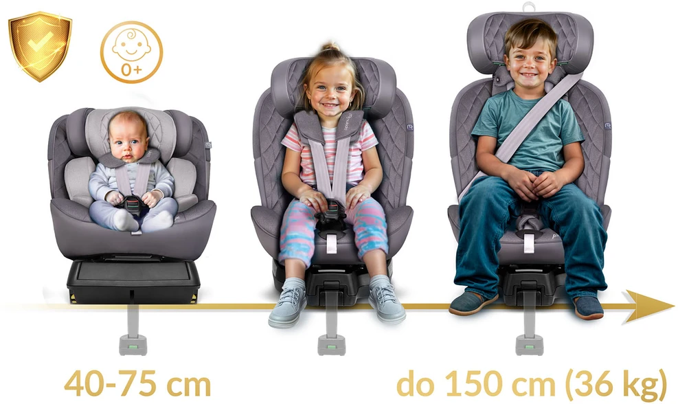 „Nukido Prestige Line“ automobilinė kėdutė, pilka, 0-36 kg, ISOFIX