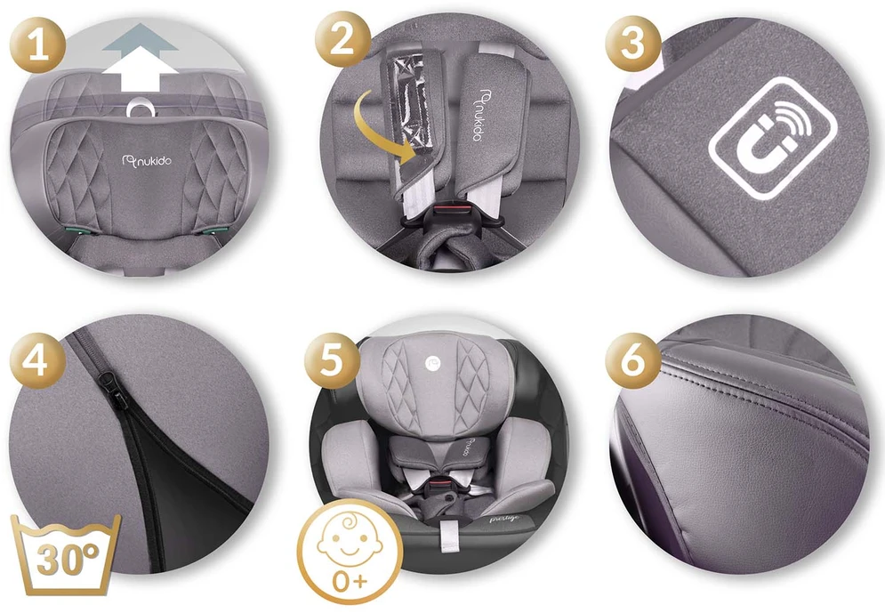 „Nukido Prestige Line“ automobilinė kėdutė, pilka, 0-36 kg, ISOFIX
