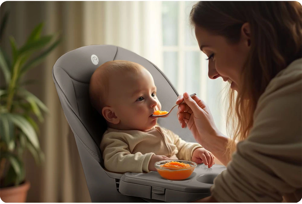 Maitinimo kėdutė Nukido Tilo, pilka, 3 in1