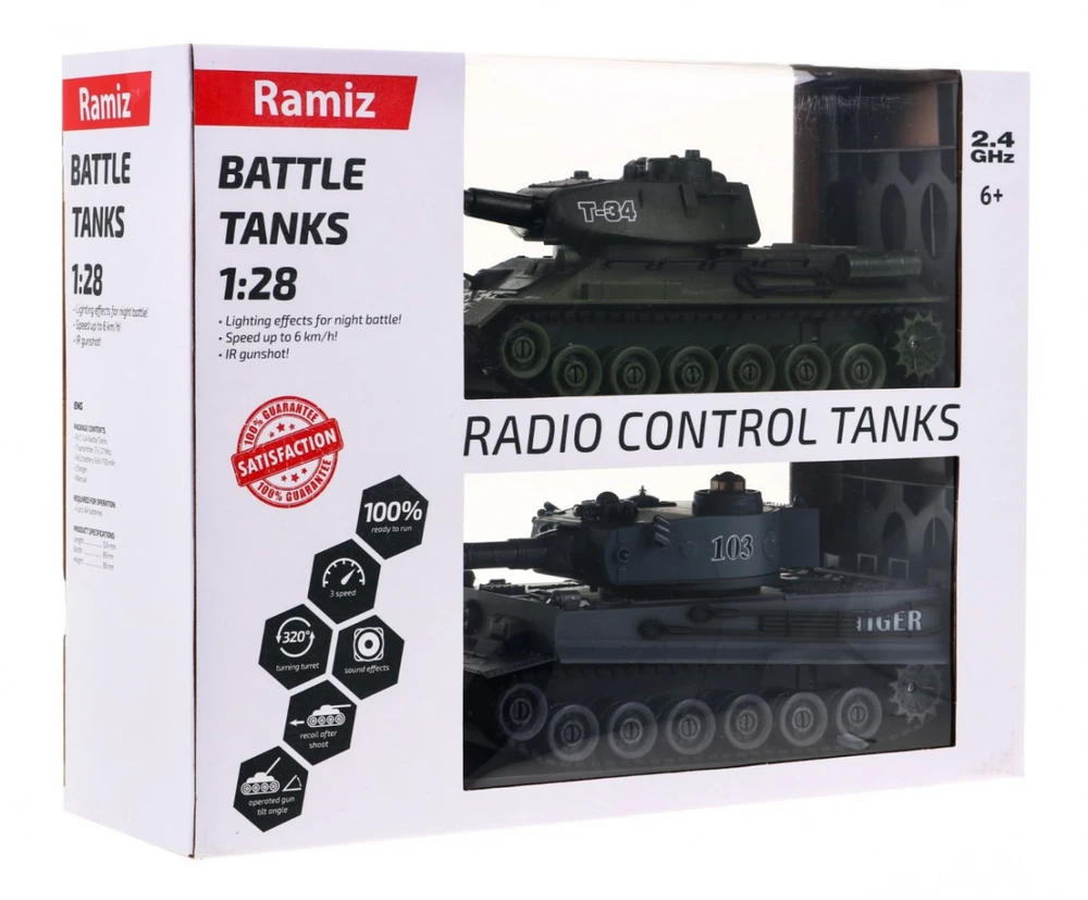 DWM Nuotolinio valdymo tankas Tiger Vs T-34 1:28