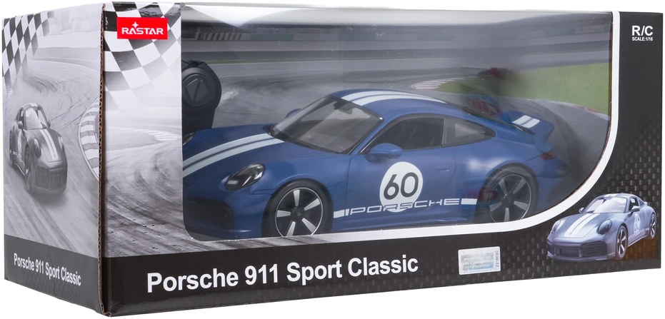 Nuotoliniu būdu valdoma 1:16 Porsche 911 Sport Classic mėlynas RASTAR