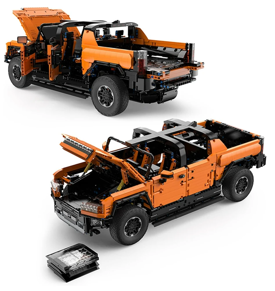 Nuotoliniu būdu valdomas 1:10 mastelio Hummer EV oranžinis