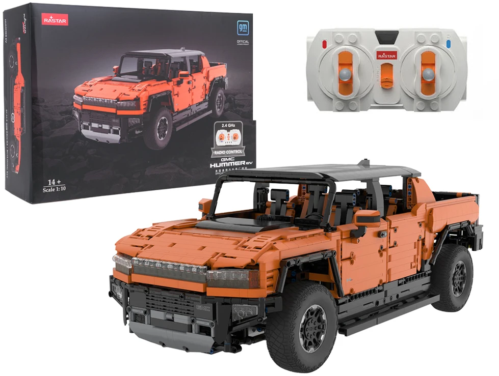 Nuotoliniu būdu valdomas 1:10 mastelio Hummer EV oranžinis