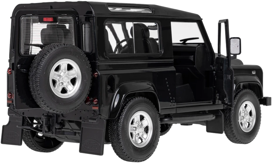 Land Rover Defender juoda RASTAR modelis 1:14 Zdalnie sterowanie auto + Pilot 2,4 GHz + Ręcznie otwierane drzwi