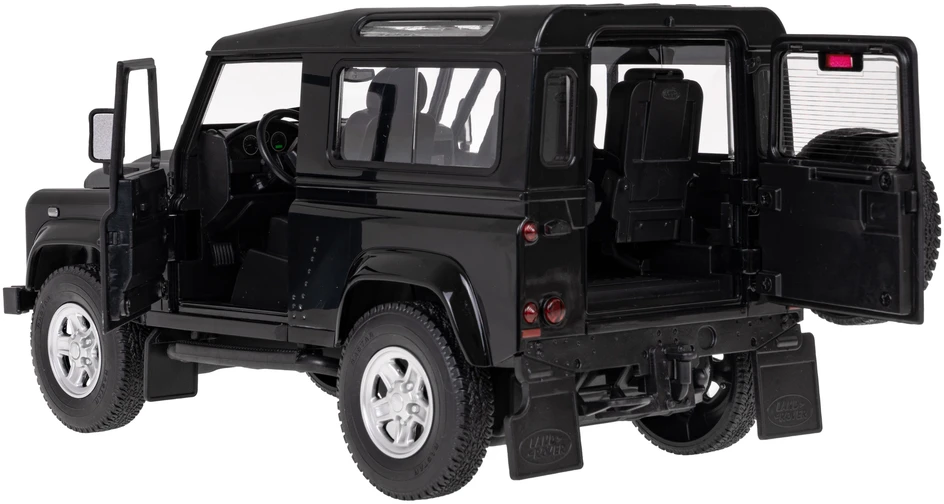 Land Rover Defender juoda RASTAR modelis 1:14 Zdalnie sterowanie auto + Pilot 2,4 GHz + Ręcznie otwierane drzwi