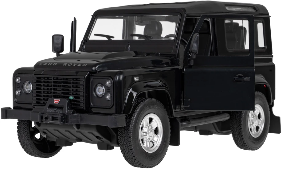 Land Rover Defender juoda RASTAR modelis 1:14 Zdalnie sterowanie auto + Pilot 2,4 GHz + Ręcznie otwierane drzwi