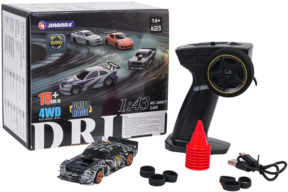 Nuotoliniu būdu valdomas driftinis automobilis 1:43 žalias su priedais