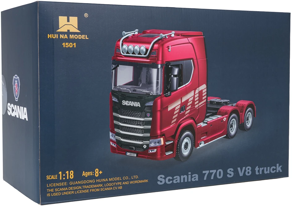 Nuotoliniu būdu valdomas SCANIA 770S sunkvežimis 1:18 raudonas