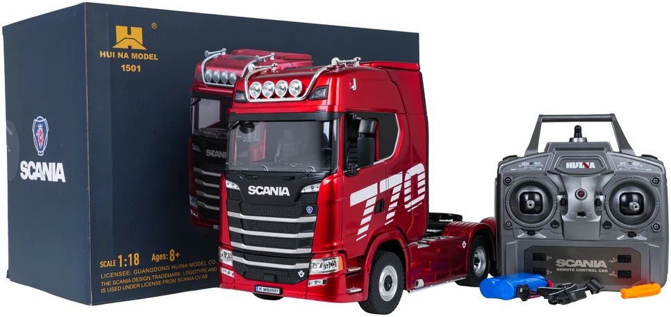 Nuotoliniu būdu valdomas SCANIA 770S sunkvežimis 1:18 raudonas