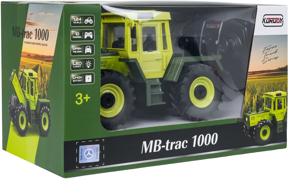 Nuotoliniu būdu valdomas traktorius Mercedes Benz 1:24 žalias