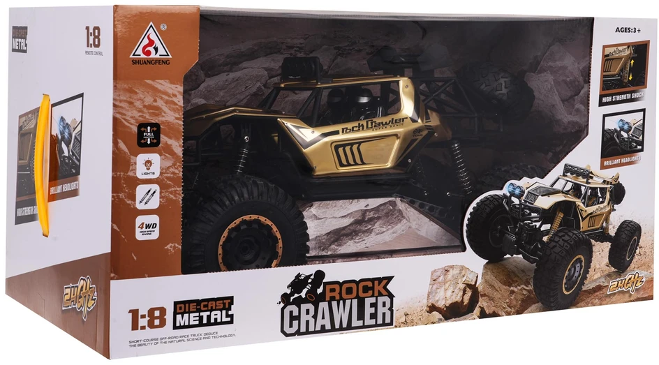 Nuotoliniu būdu valdomas visureigis Metal Mega Crawler 1:8 aukso spalvos