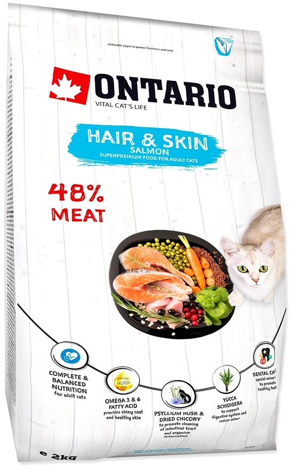Ontario Cat Hair & Skin 2kg (Kailiui ir odai)