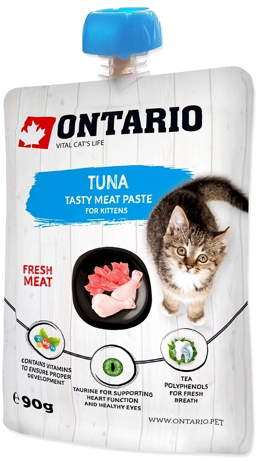 Ontario kačiukams skirtas tuno šviežios mėsos maistas 90 g (makaronai)