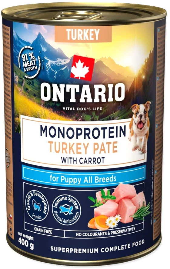 Ontario Puppy Monoprotein Kalakutienos paštetas su Morkomis 400g