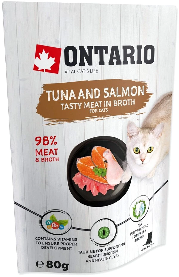 ONTARIO katės maistas tunu ir lašiša, 80 g