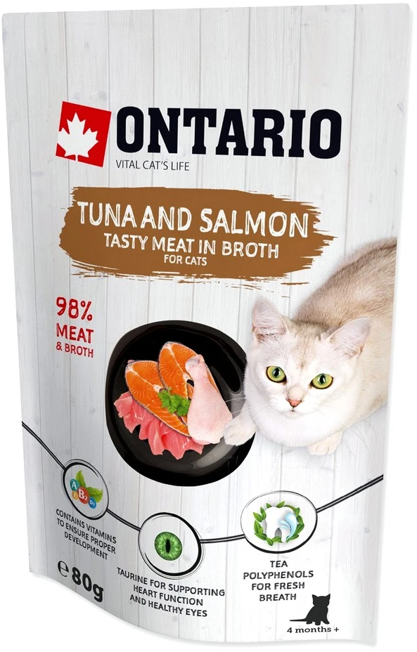 ONTARIO katės maistas tunu ir lašiša, 80 g