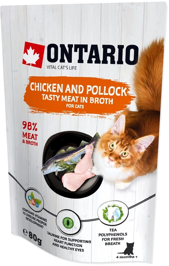 ONTARIO katės maistas vištiena ir menkė