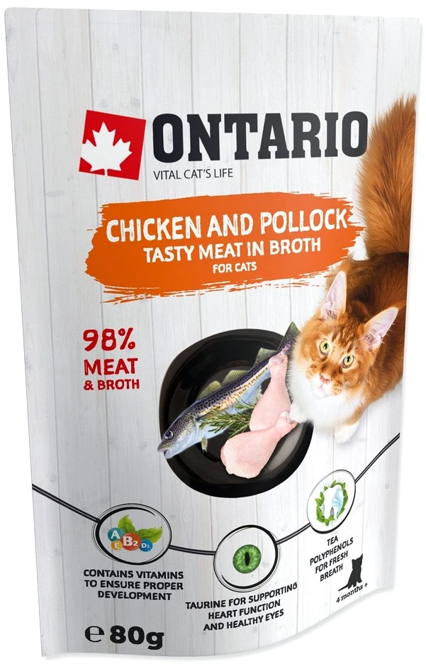 ONTARIO katės maistas vištiena ir menkė
