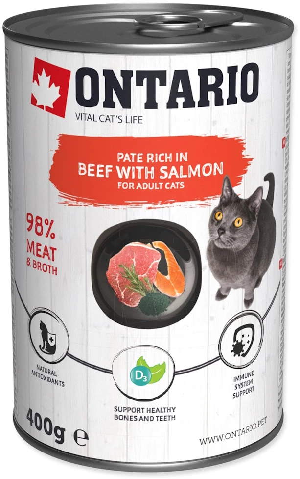 Ontario Cat Can jautiena with lašiša and Spirulina 400g (Jautiena su lašiša ir spirulina)