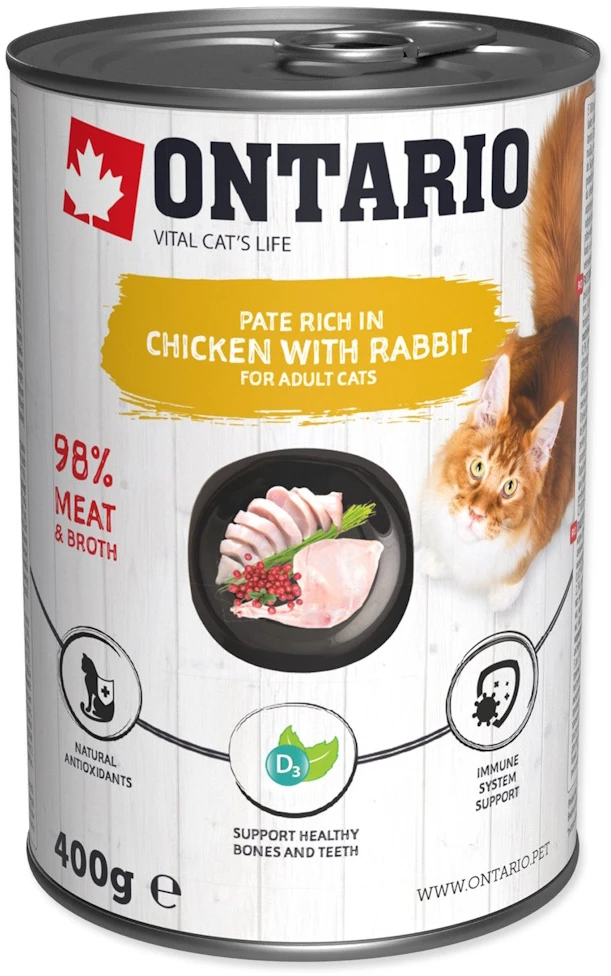 Ontario Cat Can vištiena with triušiena and Cranberries 400g (Vištiena su triušiena ir spanguolėm)