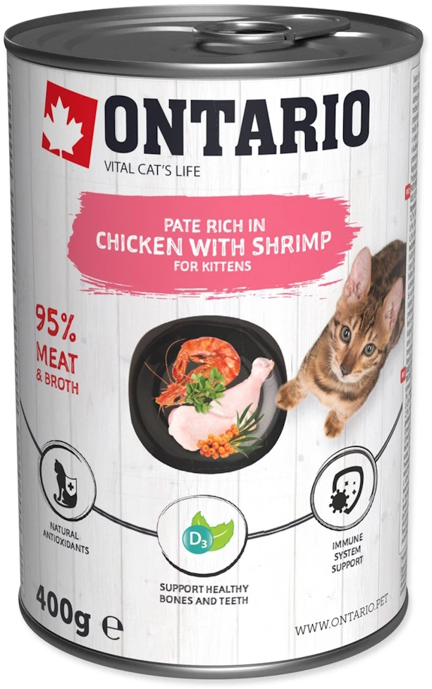 ONTARIO konservai katėms vištiena krevetėmis 400g