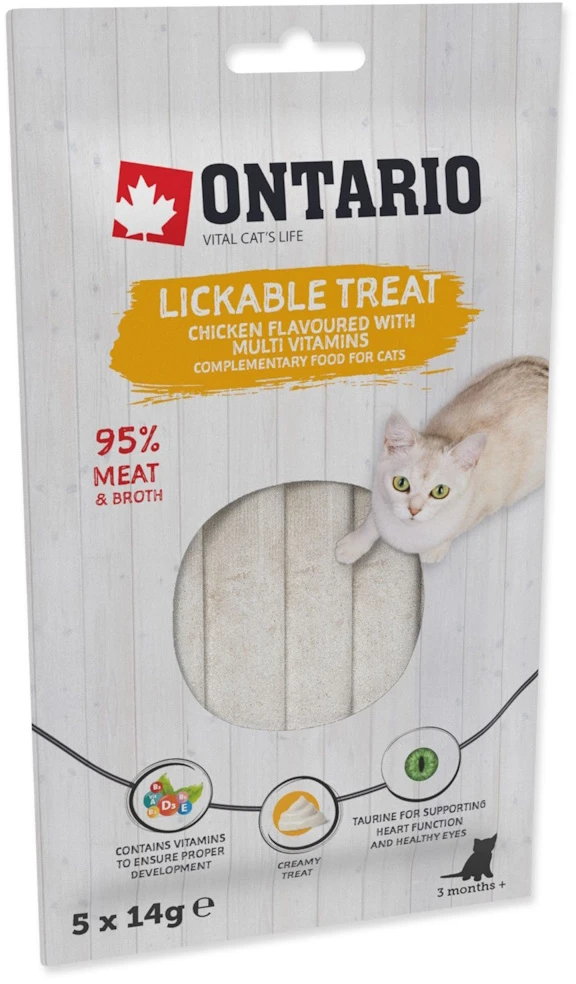 Ontario Laižomas skanėstas su Vištiena + Multivitaminais 5x14g