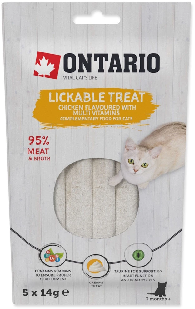 Ontario Laižomas skanėstas su Vištiena + Multivitaminais 5x14g