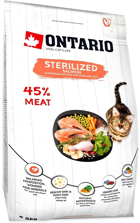 Ontario Cat Sterilised lašiša 2kg (Sterilizuotoms su lašiša)