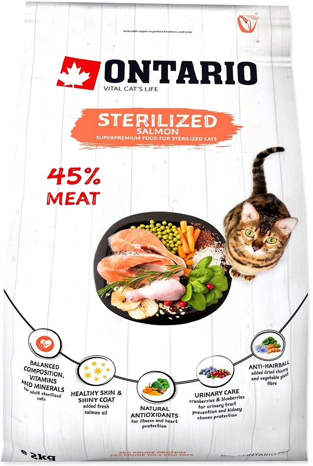 Ontario Cat Sterilised lašiša 2kg (Sterilizuotoms su lašiša)