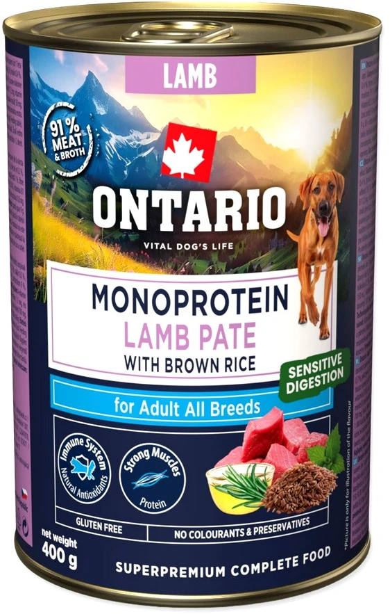 Ontario Adult Monoprotein Ėrienos paštetas su Rudaisiais Ryžiais 400g
