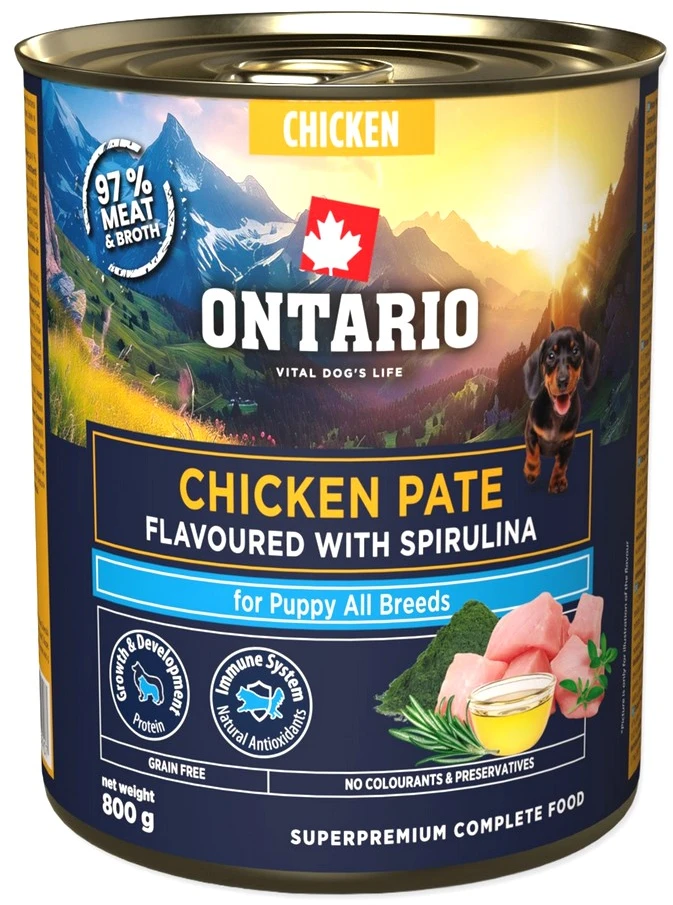 Ontario Puppy Vištienos paštetas su Spirulina 800g