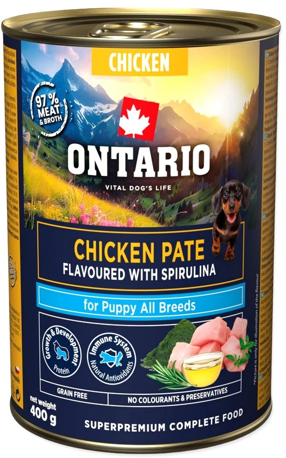 Ontario Puppy Vištienos paštetas su Spirulina 400g