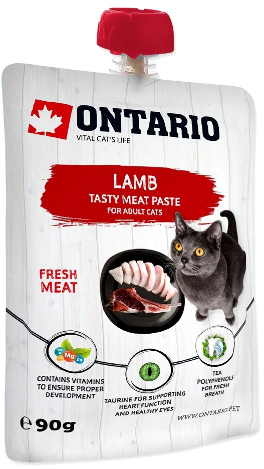 Ontario kačių ėriena šviežia mėsa 90 g (makaronai)