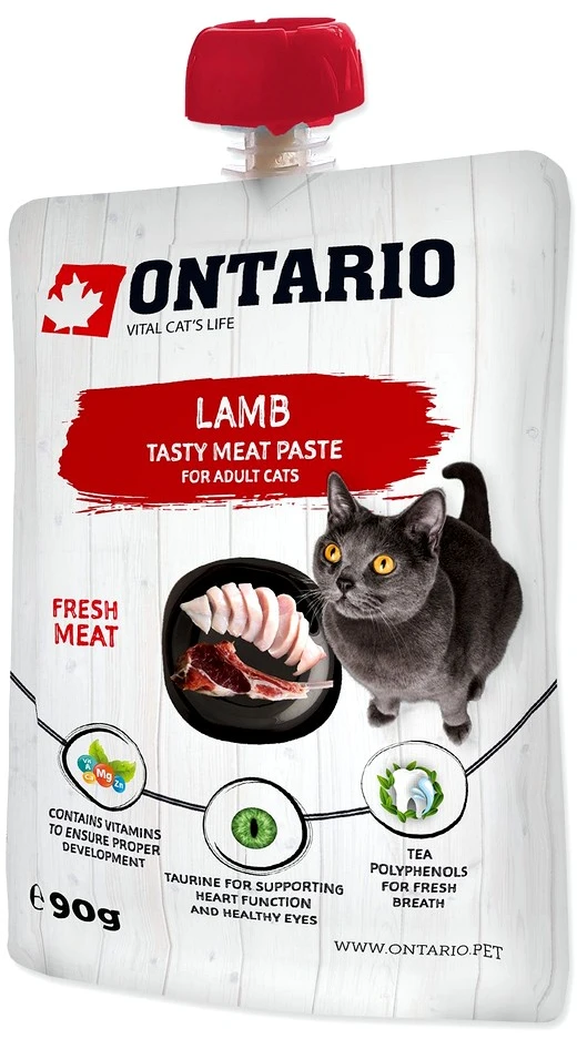 Ontario kačių ėriena šviežia mėsa 90 g (makaronai)