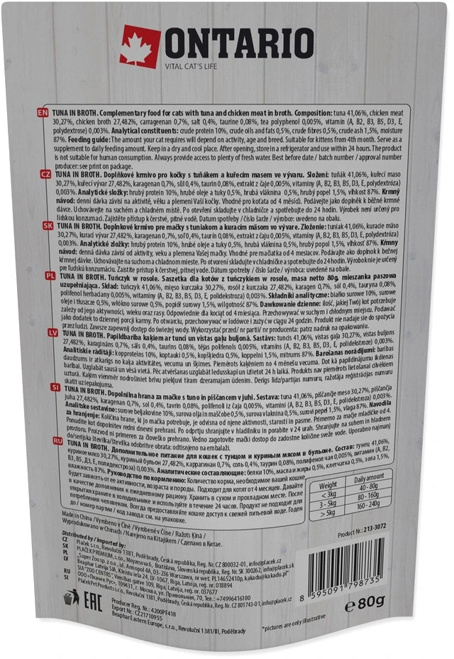 ONTARIO tuno skonio kačių ėdalas, 80 g