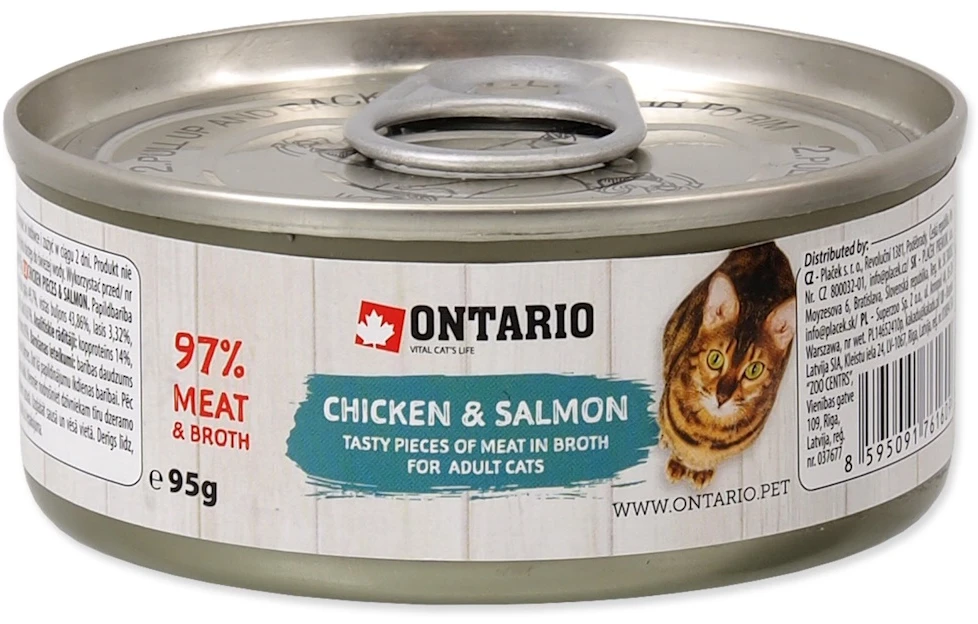 ONTARIO vištienos ir lašišos katėms 95 g