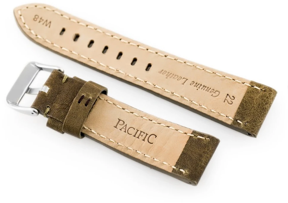 Pacific Odinis laikrodžio dirželis W48 - PREMIUM - alyvuogių žalios spalvos - 22 mm