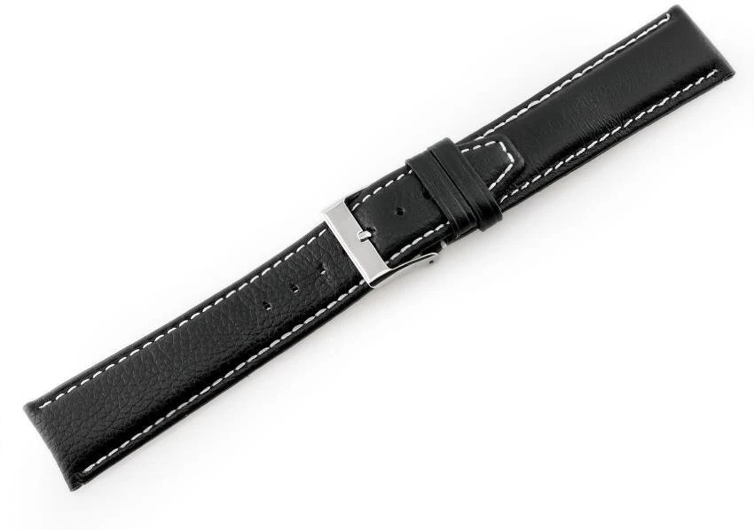 Pacific W26 odinis laikrodžio dirželis – PREMIUM – juodas/baltas – 22 mm