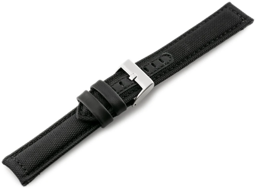 Pacific W34 odinis laikrodžio dirželis – PREMIUM – juodas/juodas – 20 mm