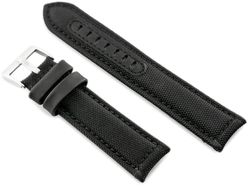 Pacific W34 odinis laikrodžio dirželis – PREMIUM – juodas/juodas – 20 mm