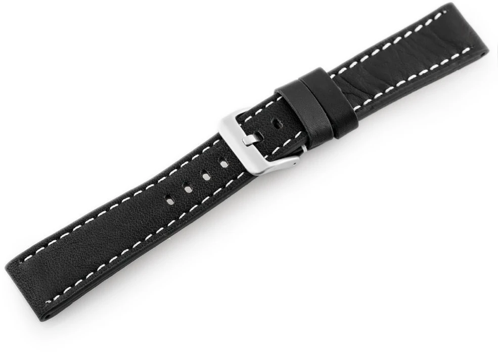 Pacific W48 odinis laikrodžio dirželis – PREMIUM – juodas/baltas – 24 mm