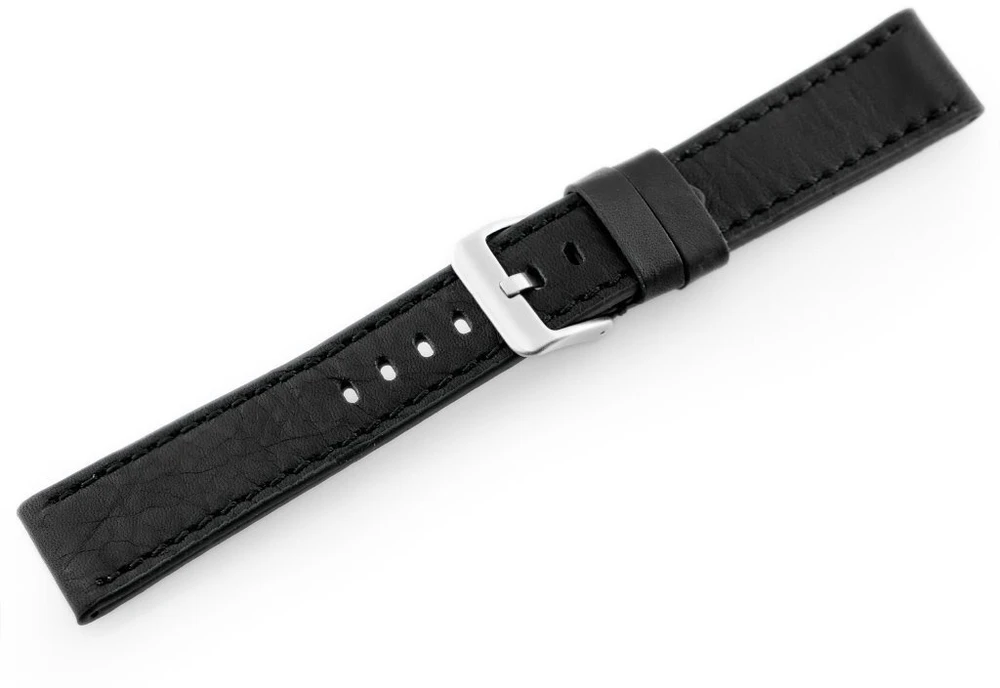 Pacific W48 odinis laikrodžio dirželis – PREMIUM – juodas/juodas – 20 mm